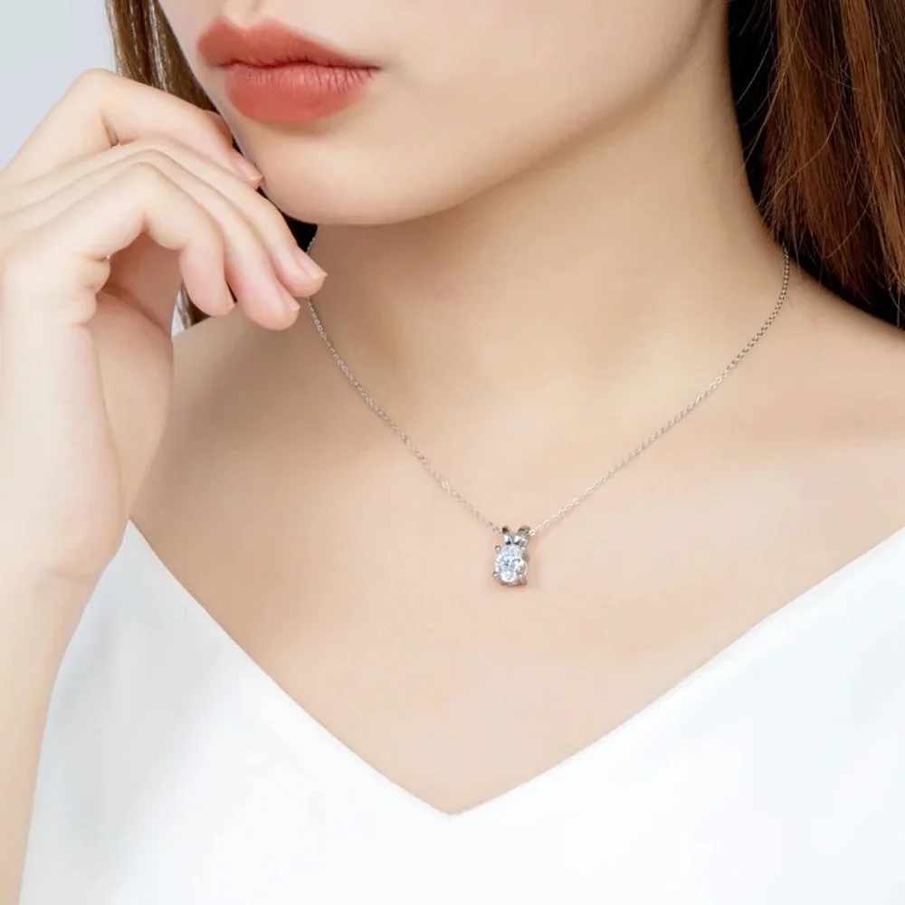 Certified 1ct. t.w. Moissanite Diamond Oval Pendant Necklace NEW - Picture 3 of 10